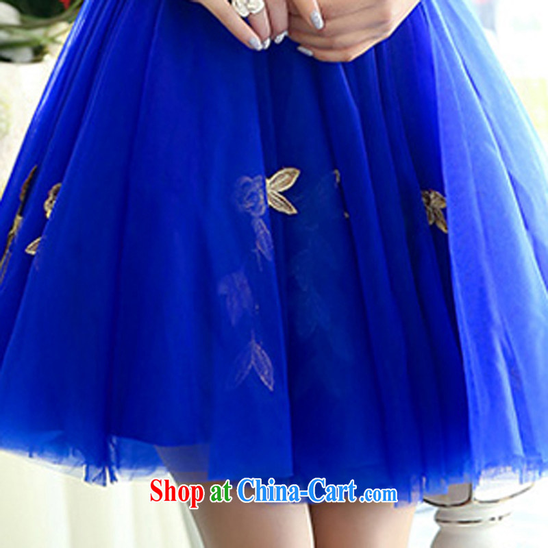 2015 summer edition Korea stylish sleeveless V collar Peacock shaggy dress skirt wedding dress royal blue XL, charm and Asia Pattaya (Charm Bali), online shopping