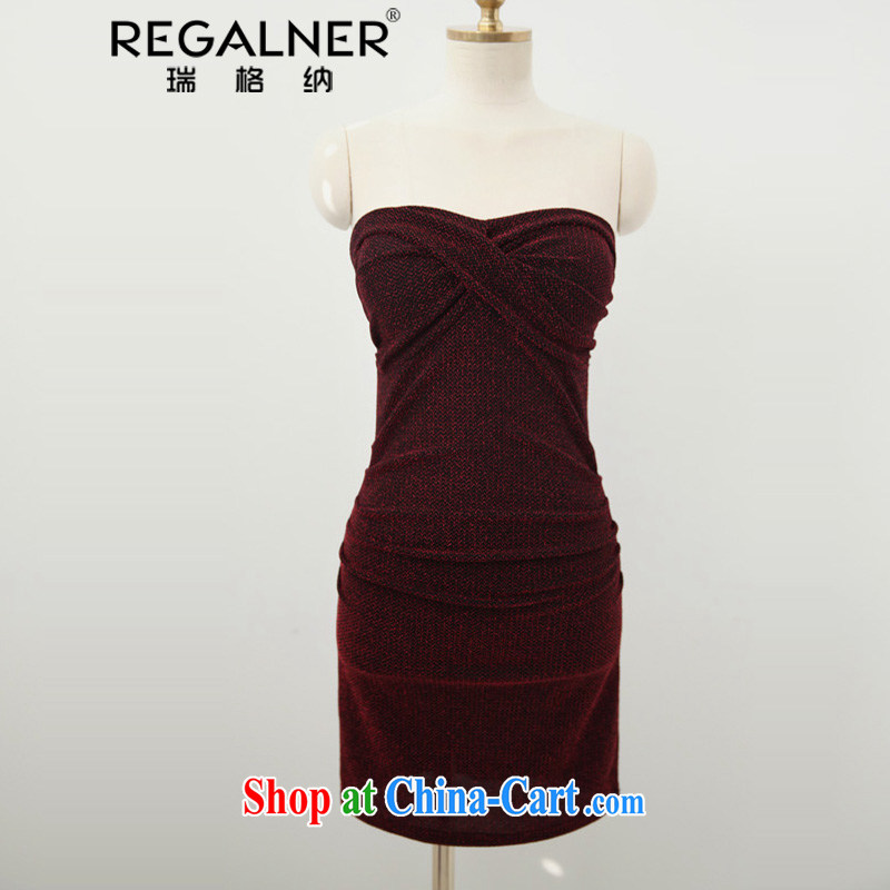 Ryan, the 2015 Summer Load New Night Sense of tight package and female wiped his chest wrapped chest short dresses small dress wine red L, Ryan Wagner (REGALNER), online shopping