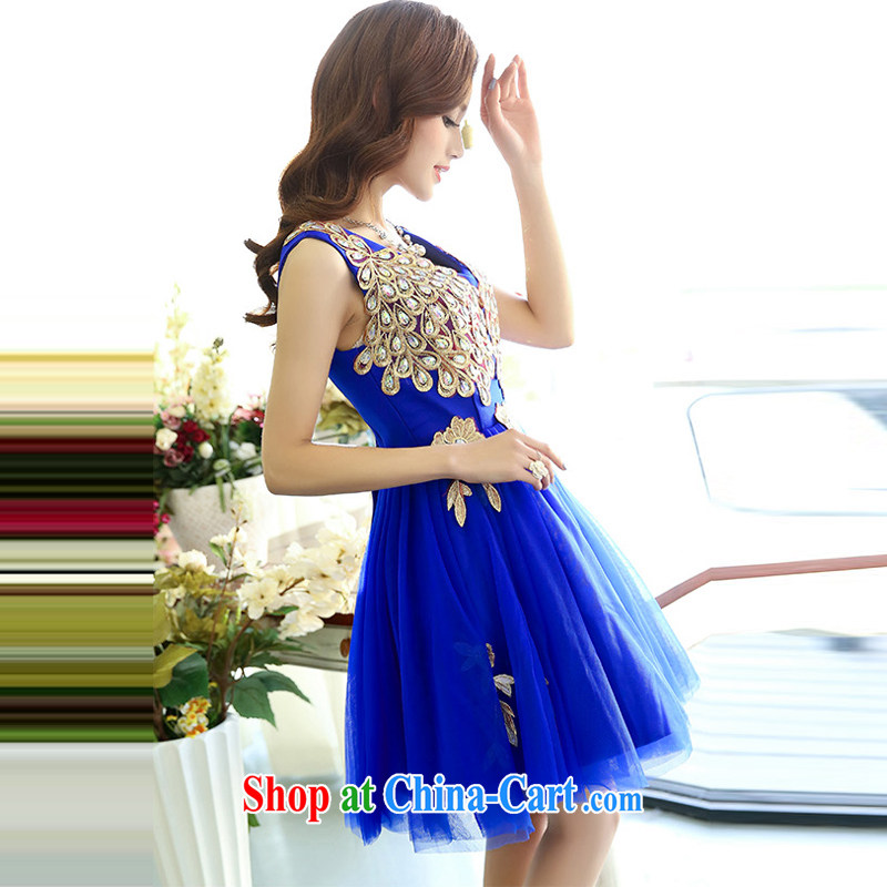One of Feng-ling 2015 summer new Korean style short sleeveless V collar Peacock shaggy dress skirt wedding dress royal blue M, maple and Ling (fengzhiling), shopping on the Internet