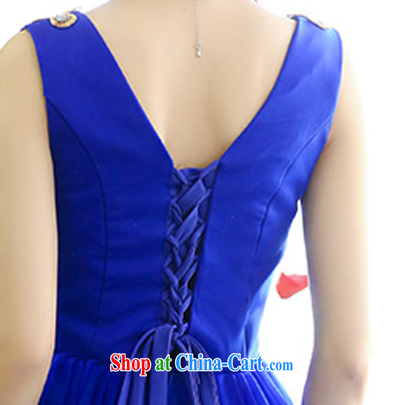 One of Feng-ling 2015 summer new Korean style short sleeveless V collar Peacock shaggy dress skirt wedding dress royal blue M, maple and Ling (fengzhiling), shopping on the Internet