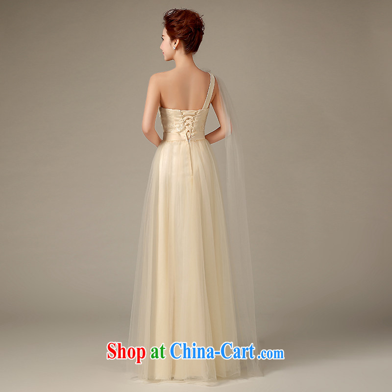 Sophie HIV than new summer, champagne color toast served long single shoulder dress Korean style single shoulder beauty bridesmaid dresses in dresses Evening Dress champagne color XXL, Abby (SOFIE ABBY), online shopping