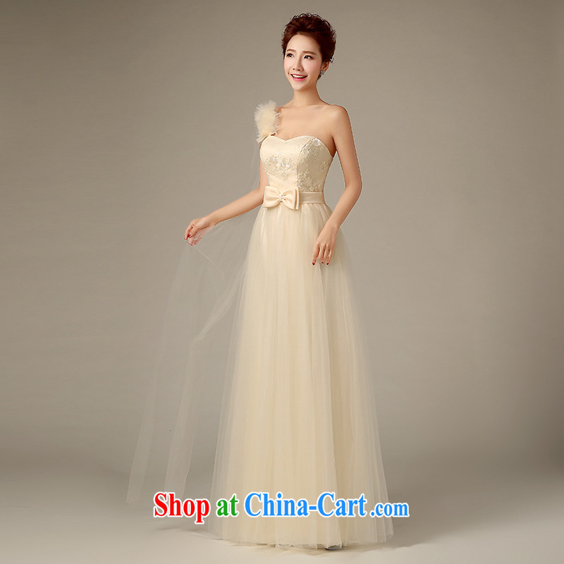 Sophie HIV than new summer, champagne color toast served long single shoulder dress Korean style single shoulder beauty bridesmaid dresses in dresses Evening Dress champagne color XXL, Abby (SOFIE ABBY), online shopping