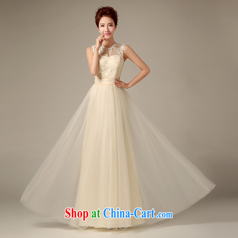 Sophie HIV than champagne color bridal bridesmaid wedding dress wedding toast clothing wedding Evening Dress long sleek beauty dresses brides with 2015 new summer champagne color L