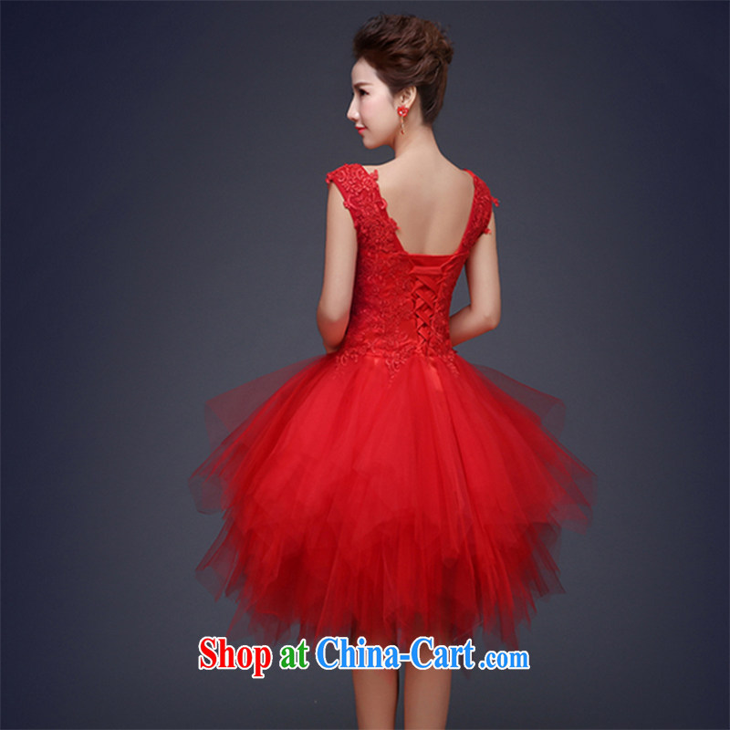 The Vanessa wedding dresses new Korean-style red lace short Meeting banquet dress bride wedding toast serving double-shoulder small dress dance dress female Red lace short dress tailored (final), the Vanessa (Pnessa), online shopping