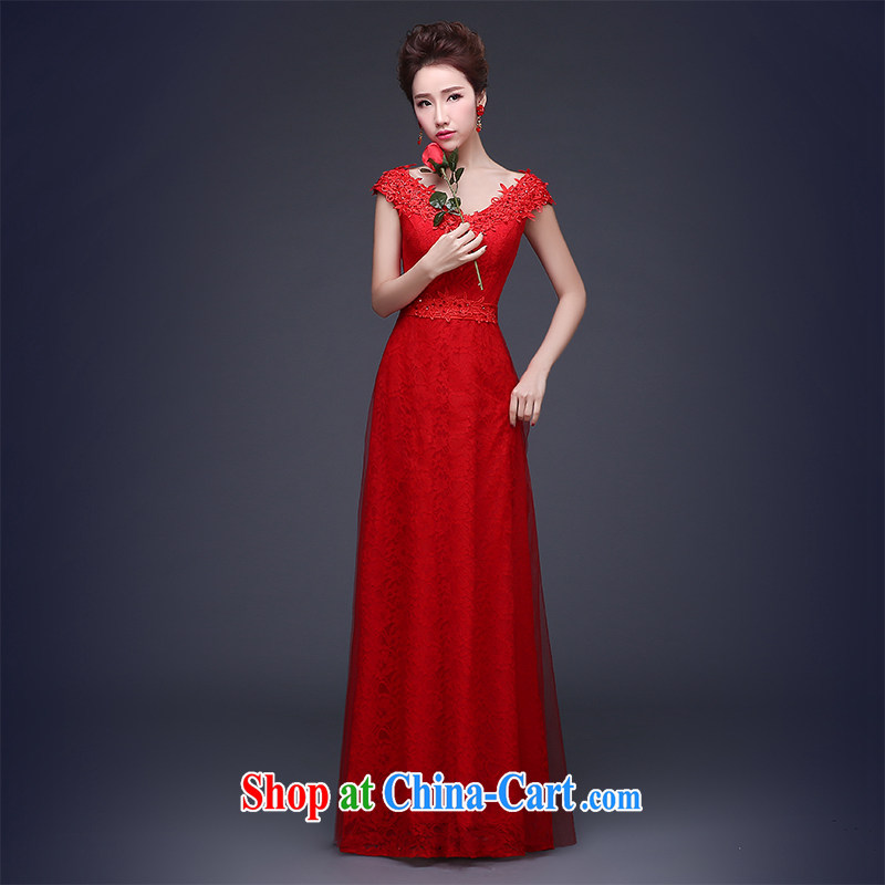 The Vanessa bridal toast clothing stylish new banquet party Evening Dress red long wedding dress bridal wedding beauty shoulders dress girls red long marriage toast service tailored _final_