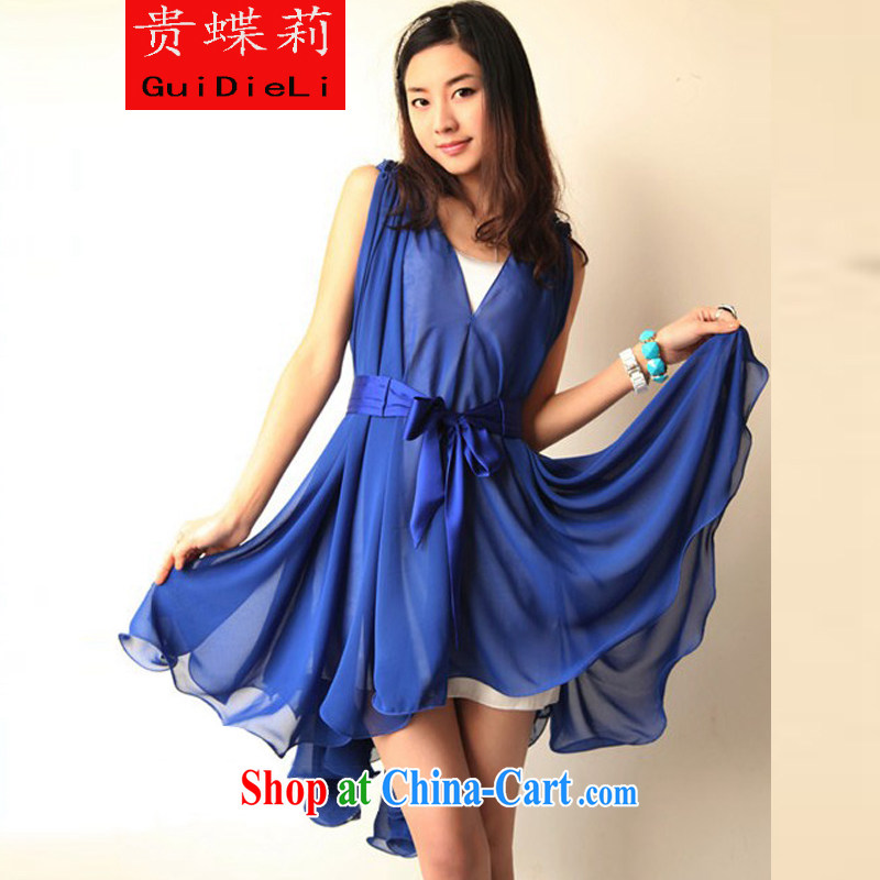 The butterfly Li 2015 bridesmaid dress Solid Color flouncing short sleeveless both the front and rear through snow-woven large skirt smoke purple with purple ribbon L, your butterfly Li (guidieli), online shopping