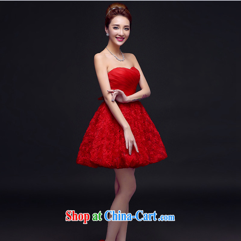 Honey, bride dress short 2015 new Mary Magdalene white chest strap bridesmaid clothing Princess lace sweet little dress the uniform red XXL, honey, bride, shopping on the Internet