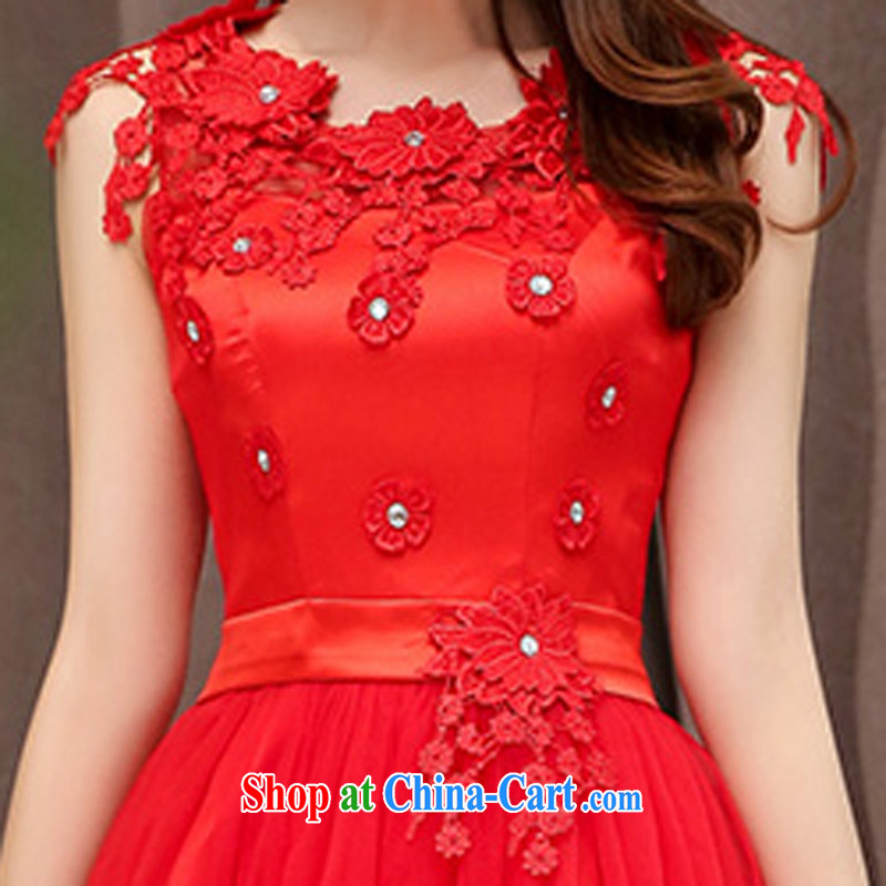 Los Angeles spring 2015 new dresses bridal gown bridesmaid dress manual flowers lace stitching elegance beauty dress dresses red XXL, Los Angeles (ROLUZEE), online shopping