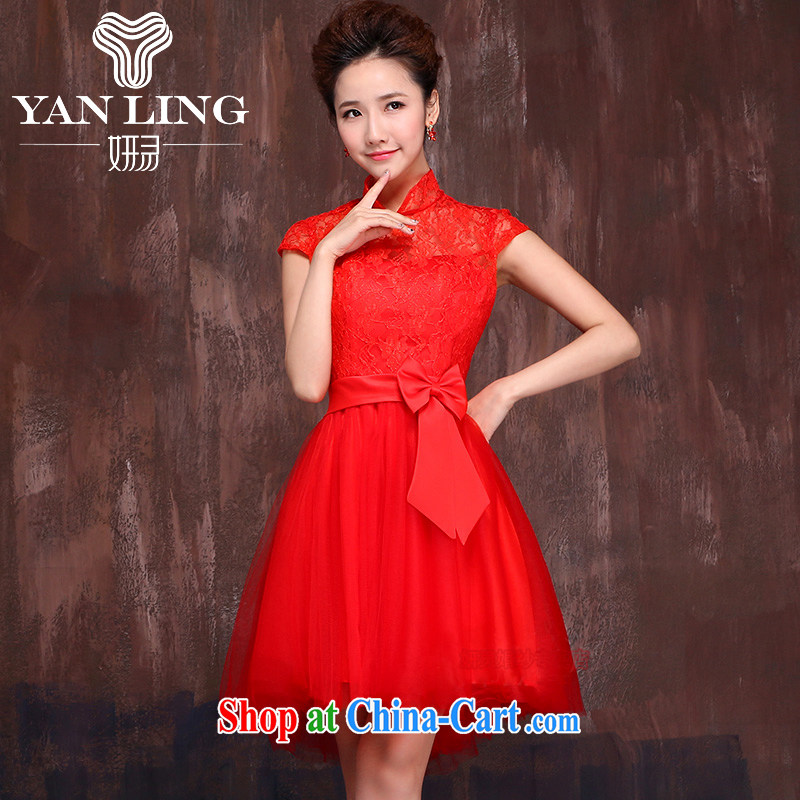 2015 new wedding dress bridesmaid clothing wedding dresses bridal toast clothing dress short, double-shoulder straps red XL, her spirit, and shopping on the Internet