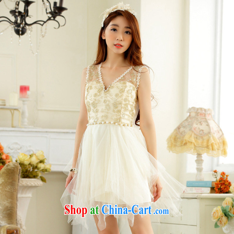 Philippines contributed US and South Korean version nails Pearl small V brought back exposed sexy sleeveless style high waist does not rule out the beauty dress celebration small dress champagne color XXXL pictures, price, brand platters! Elections are good character, the national distribution, so why buy now enjoy more preferential! Health