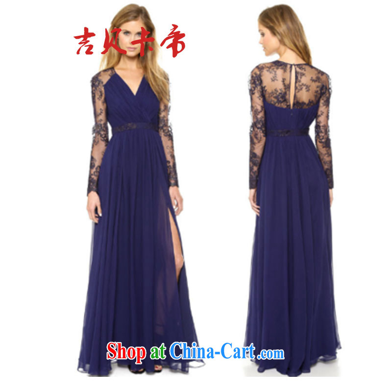 The Bekaa in Dili pre-sale A 27 #2014 speed sell-through ebay Lace Embroidery stitching snow-woven large skirt with floor-to-ceiling dress skirt dress blue XL, Bekaa in Dili (JIBEIKADI), shopping on the Internet
