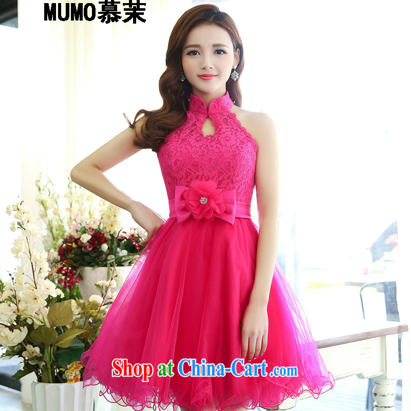 The Energy Efficiency 2015 spring, Evening Dress bridesmaid dress short, sleeveless lace European root yarn stitching sepia, for gathering small dress skirt girls banquet bridal toast serving red XL, renewable energy (MUMO), shopping on the Internet