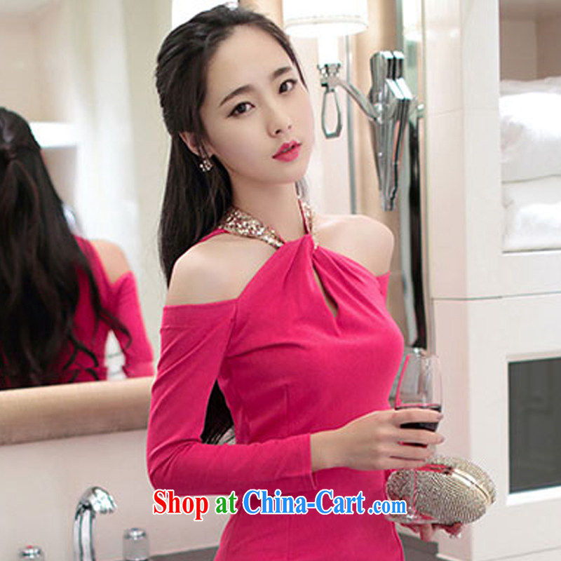 The YEUNG 2015 new, sense of name-Yuan Hang Up must also convey the bare shoulders long-sleeved the forklift truck package and dress dress long red L, Yang, and shopping on the Internet