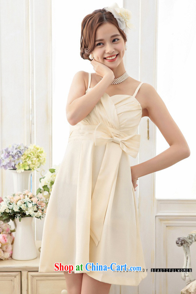Light (at the end QIAN MO) simple and sweet chest creases straps bowtie small dress dresses 3390 apricot XL pictures, price, brand platters! Elections are good character, the national distribution, so why buy now enjoy more preferential! Health