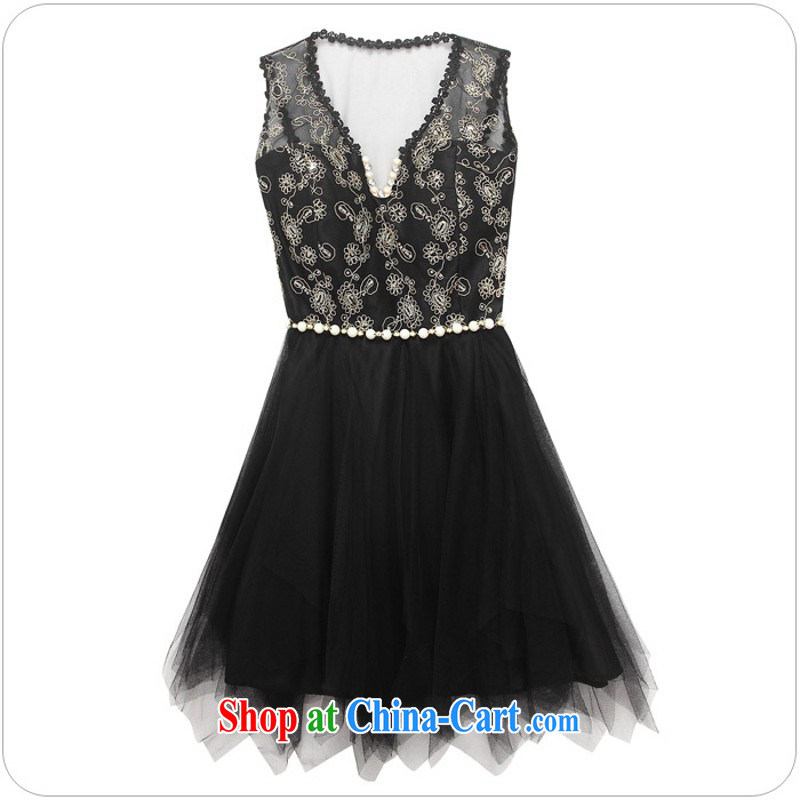 The package-style sense V collar vest small dress XL embroidery nail pearl is not Rules Web dress with dress banquet Evening Dress black 3 XL approximately 160 - 180 jack, land is still the garment, and shopping on the Internet