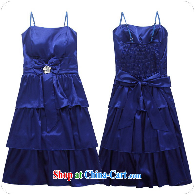The package mail new, small dress XL straps dress summer stylish water drilling wiped his chest cake dress wedding bridesmaid dresses and sisters skirt blue 3 XL approximately 160 - 180 jack, land is still the garment, and shopping on the Internet