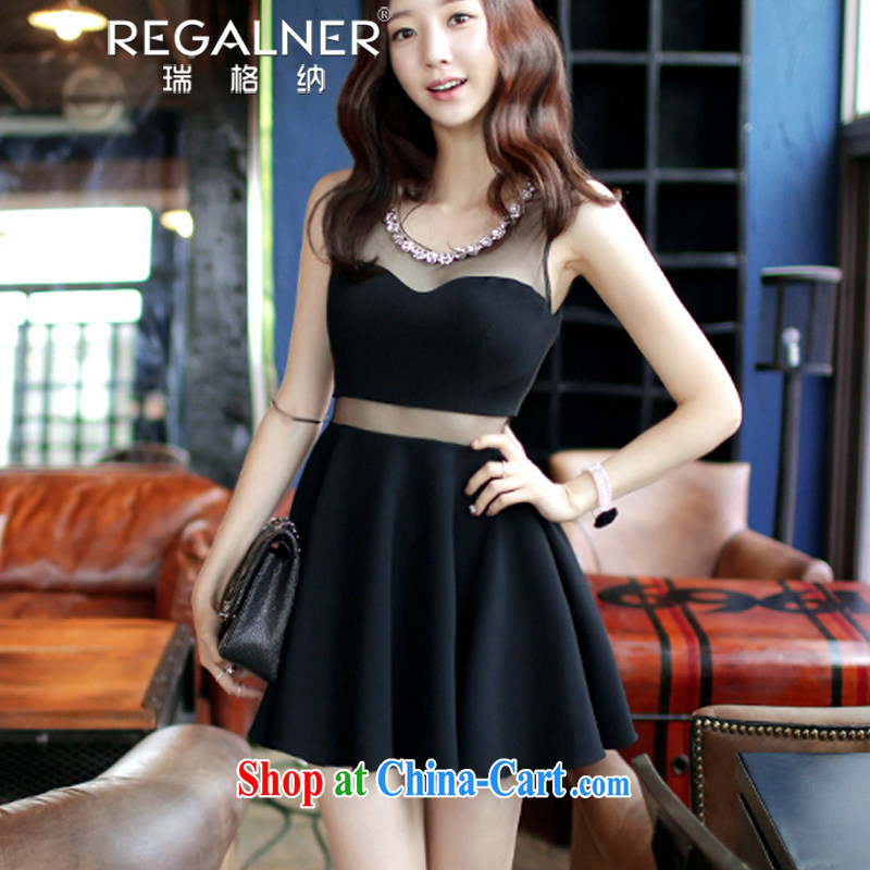 Ryan, summer 2015 New Beauty package and small black skirt dress vest solid night store women's clothing sexy dresses black L