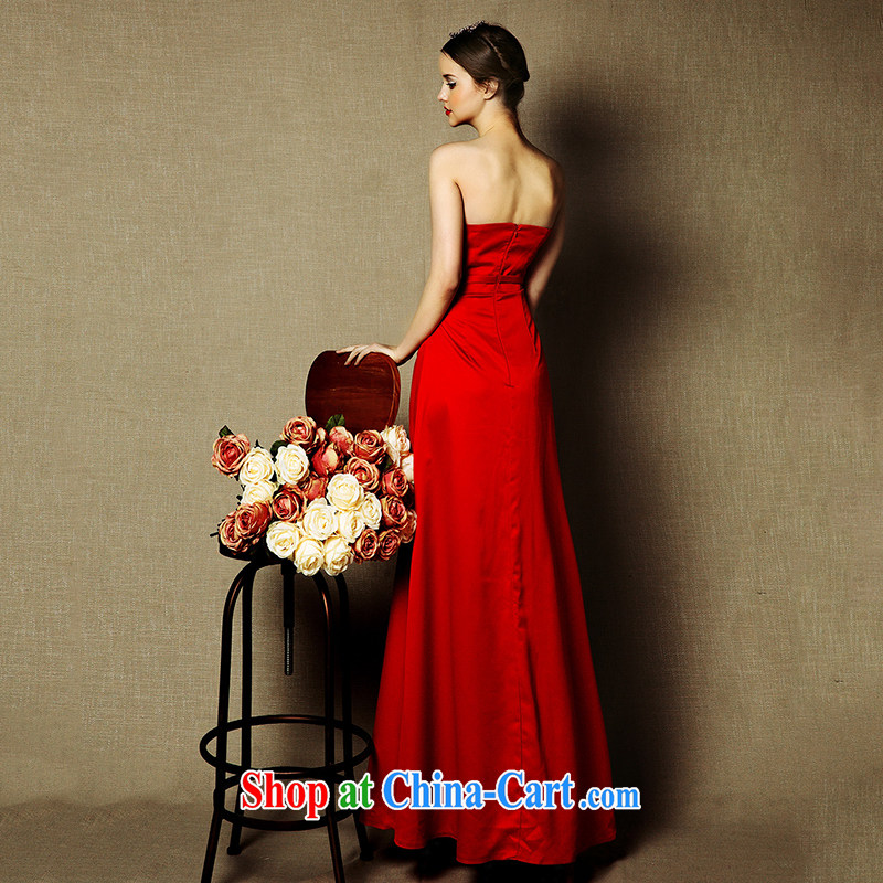 On the wedding dresses new 2015 Red, Red crowsfoot field shoulder bows service drop off service dress red L, AIDS, and shopping on the Internet