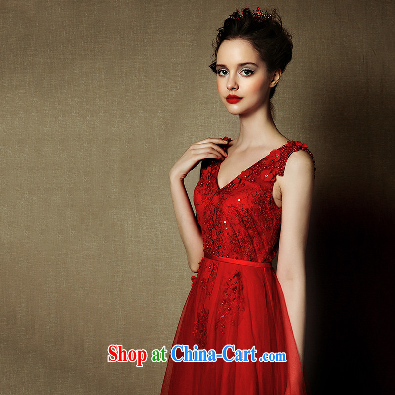 On the wedding dresses new 2015 dancing the red Deep V collar double-shoulder bows service drop off service dress red L, AIDS, and shopping on the Internet