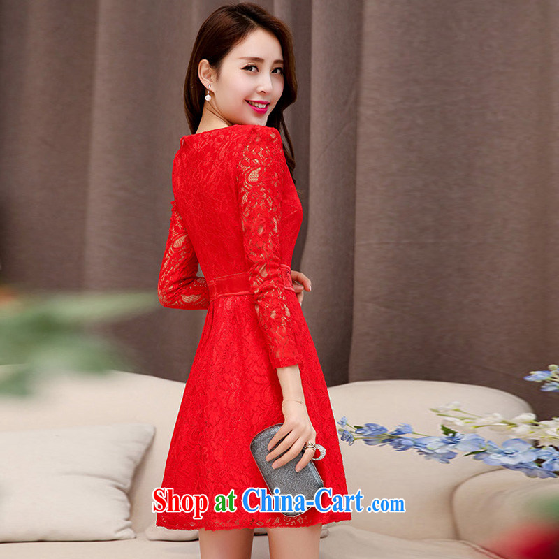2015 spring and summer new wedding dress the waist graphics thin beauty lace dresses bridal dresses red skirt red XXL, valley (guna), shopping on the Internet