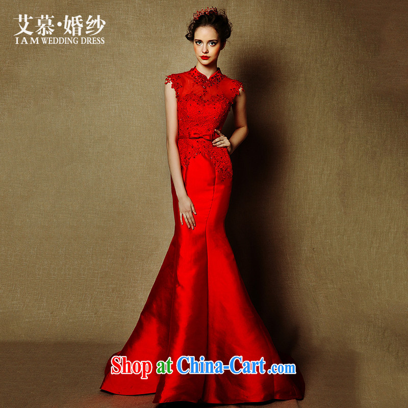 On the wedding dresses new 2015 red embroidered surplus Hong Kong Red crowsfoot, toast for service drop off service dress red L