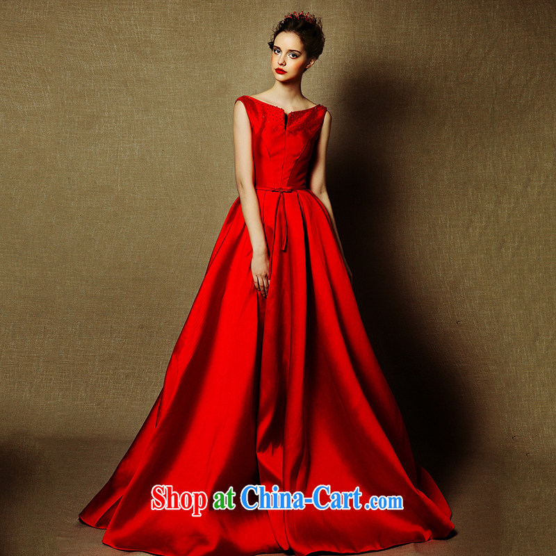 On the wedding dresses new 2015, the red one shoulder long-tail bows serving evening dress red L, AIDS, and, shopping on the Internet