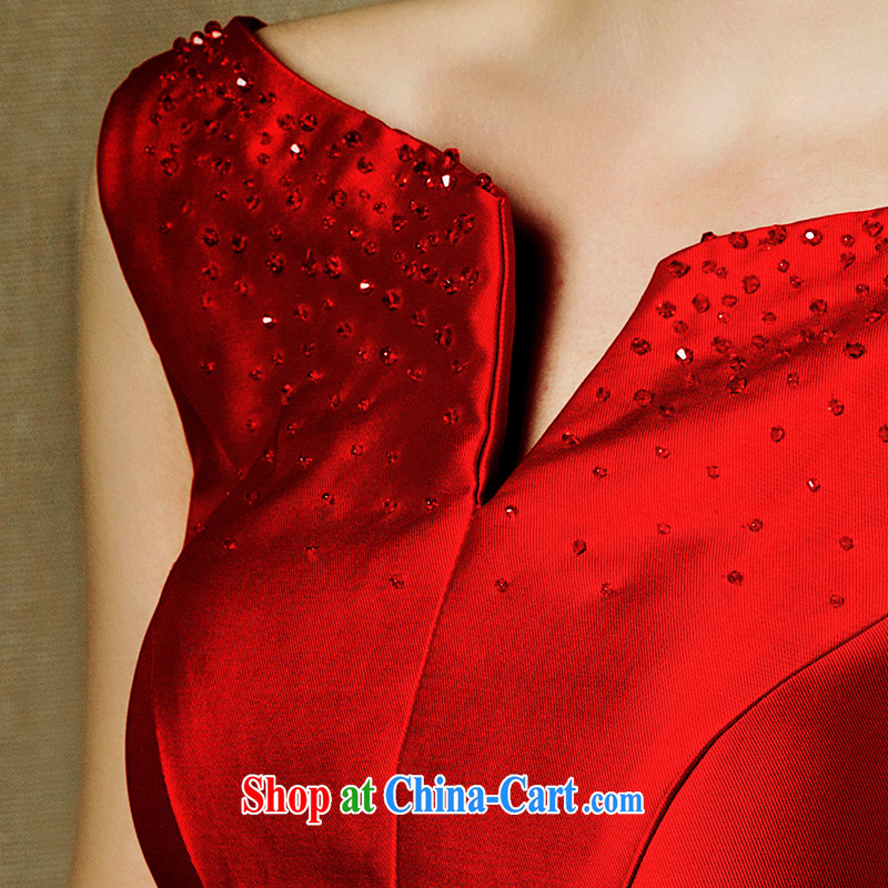 On the wedding dresses new 2015, the red one shoulder long-tail bows serving evening dress red L, AIDS, and, shopping on the Internet