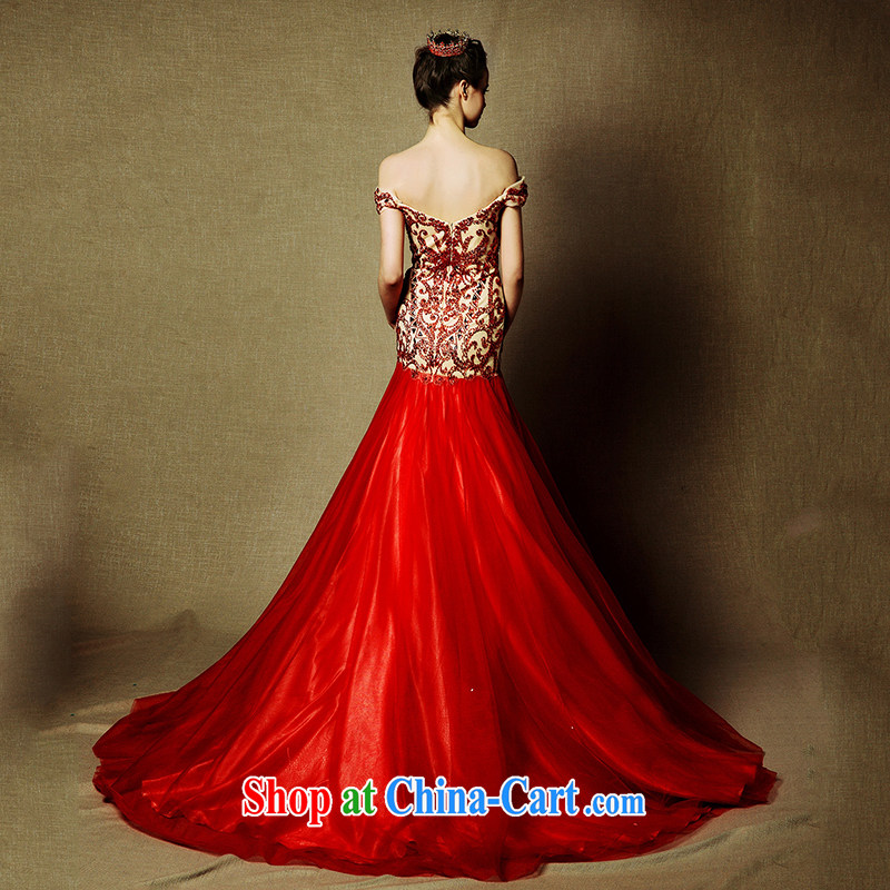 On the wedding dresses new 2015 Ngai advisory Red field shoulder-length at Merlion, tail bows dress red L, AIDS, and shopping on the Internet