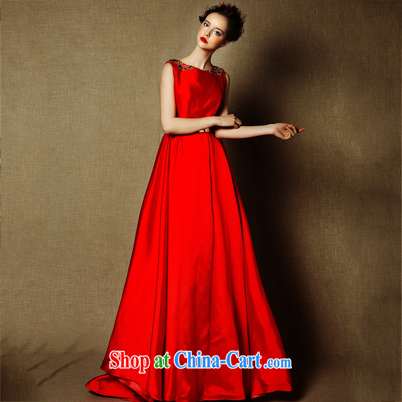 On the wedding dresses new 2015 red operates Red double-shoulder-tail bows service drop off service dress red L, AIDS, and shopping on the Internet