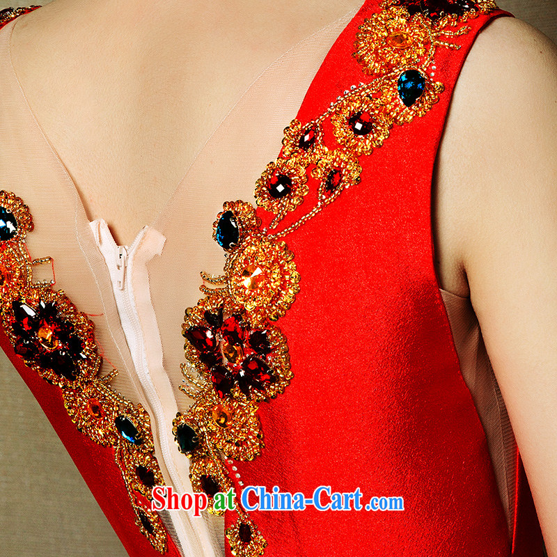 On the wedding dresses new 2015 red operates Red double-shoulder-tail bows service drop off service dress red L, AIDS, and shopping on the Internet