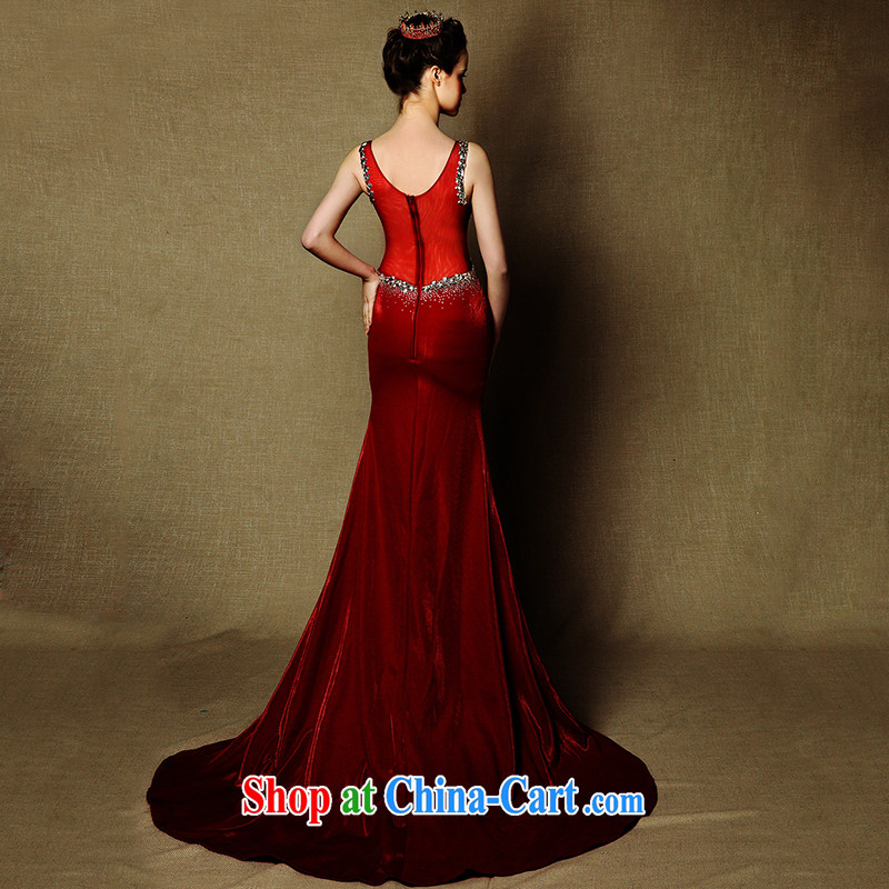 On the wedding dresses new 2015 spring and summer and wine red crowsfoot double-shoulder bridal toast clothing dress dark red L, AIDS, and shopping on the Internet