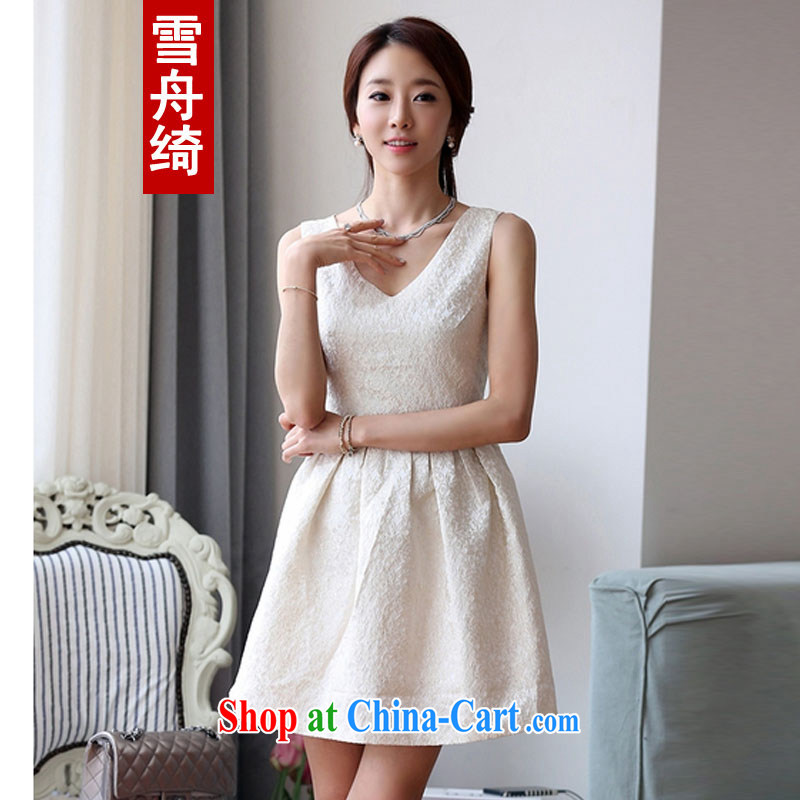 Snow-boat-chi 2015 spring and summer new Korean Beauty sweet stamp V for bridesmaid dress dresses Q 5488 m White S, snow-boat (XUEZHOUQI), online shopping