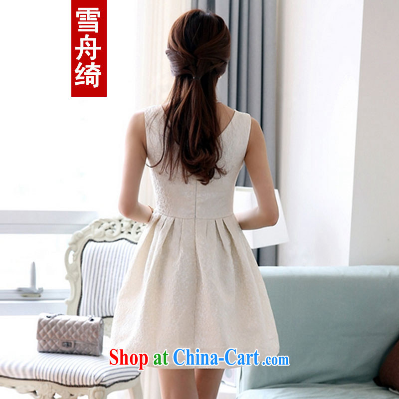 Snow-boat-chi 2015 spring and summer new Korean Beauty sweet stamp V for bridesmaid dress dresses Q 5488 m White S, snow-boat (XUEZHOUQI), online shopping