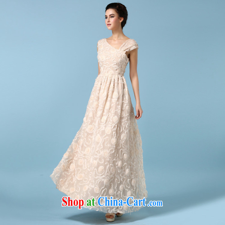 Ryan, the 2015 spring and summer dress single shoulder bare chest dress three-dimensional flower silk wrinkles and long skirt refined apricot XL pictures, price, brand platters! Elections are good character, the national distribution, so why buy now enjoy more preferential! Health