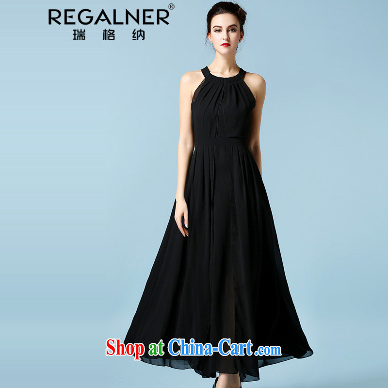 Ryan, the 2015 summer, the United States and Europe, the black dress dress dress is also dragging back exposed goddess sexy black snow woven beauty large dress long skirt black M, Ryan Wagner (REGALNER), shopping on the Internet