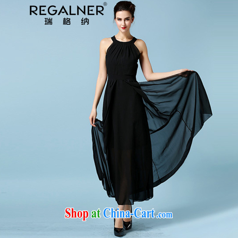Ryan, the 2015 summer, the United States and Europe, the black dress dress dress is also dragging back exposed goddess sexy black snow woven beauty large dress long skirt black M, Ryan Wagner (REGALNER), shopping on the Internet