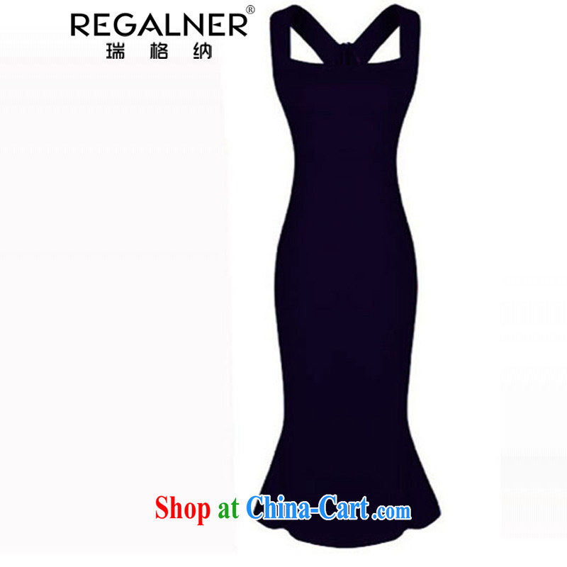 Ryan, 2015 summer new European and American stars with small dress night sexy flouncing skirt bandage autumn dresses black XL