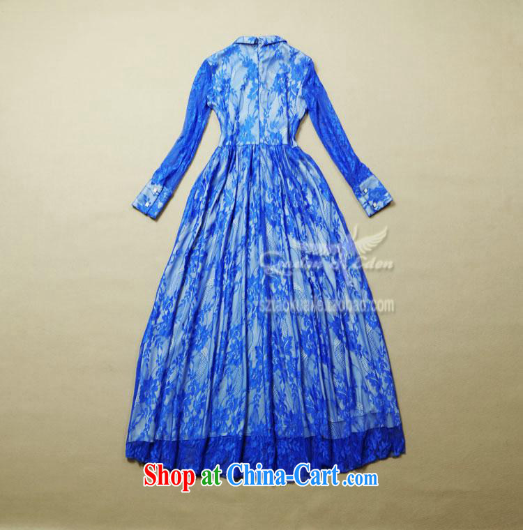 2015 European and American female model show, lapel long-sleeved lace long skirt elegant dresses dress skirt green L pictures, price, brand platters! Elections are good character, the national distribution, so why buy now enjoy more preferential! Health