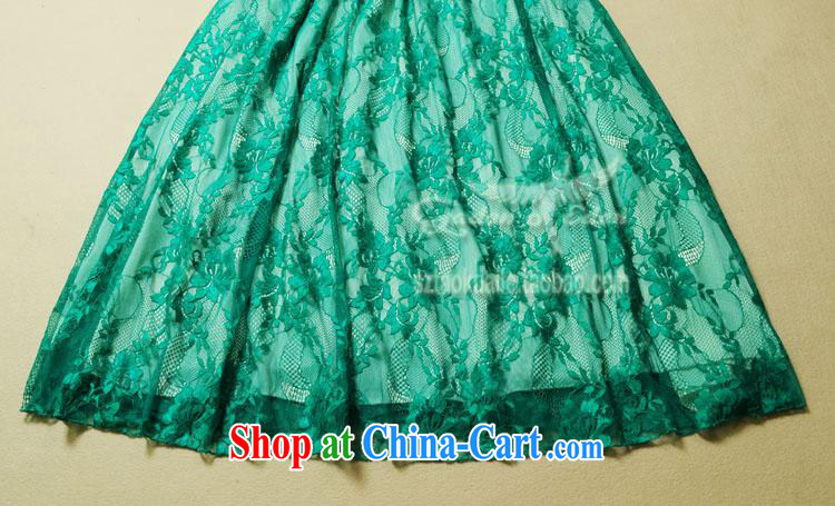 2015 European and American female model show, lapel long-sleeved lace long skirt elegant dresses dress skirt green L pictures, price, brand platters! Elections are good character, the national distribution, so why buy now enjoy more preferential! Health