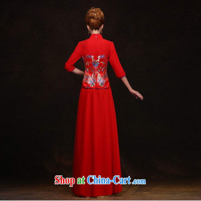 Time his show reel service red Chinese Dress retro dresses brides dresses toast wedding Phoenix use new 2015 toast clothing cheongsam dress red S, time, and shopping on the Internet