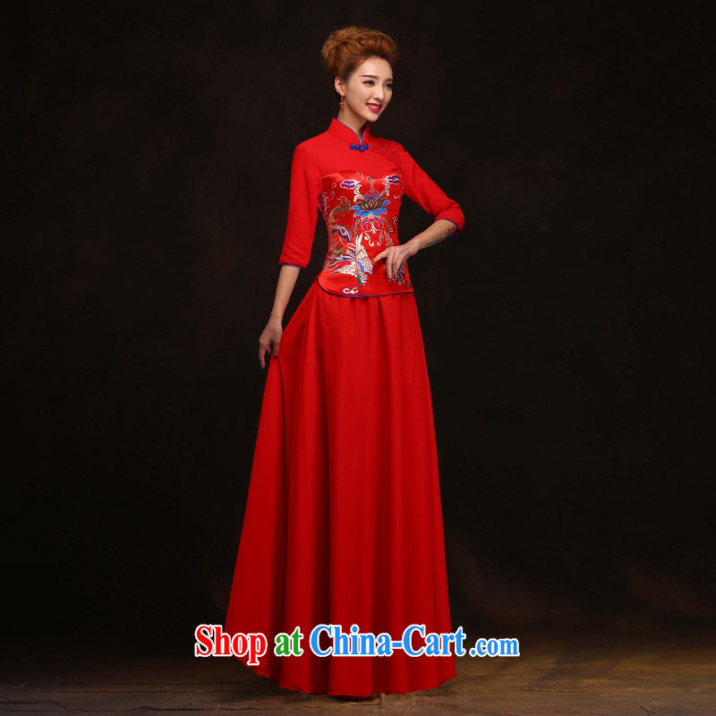 Time his show reel service red Chinese Dress retro dresses brides dresses toast wedding Phoenix use new 2015 toast clothing cheongsam dress red S, time, and shopping on the Internet
