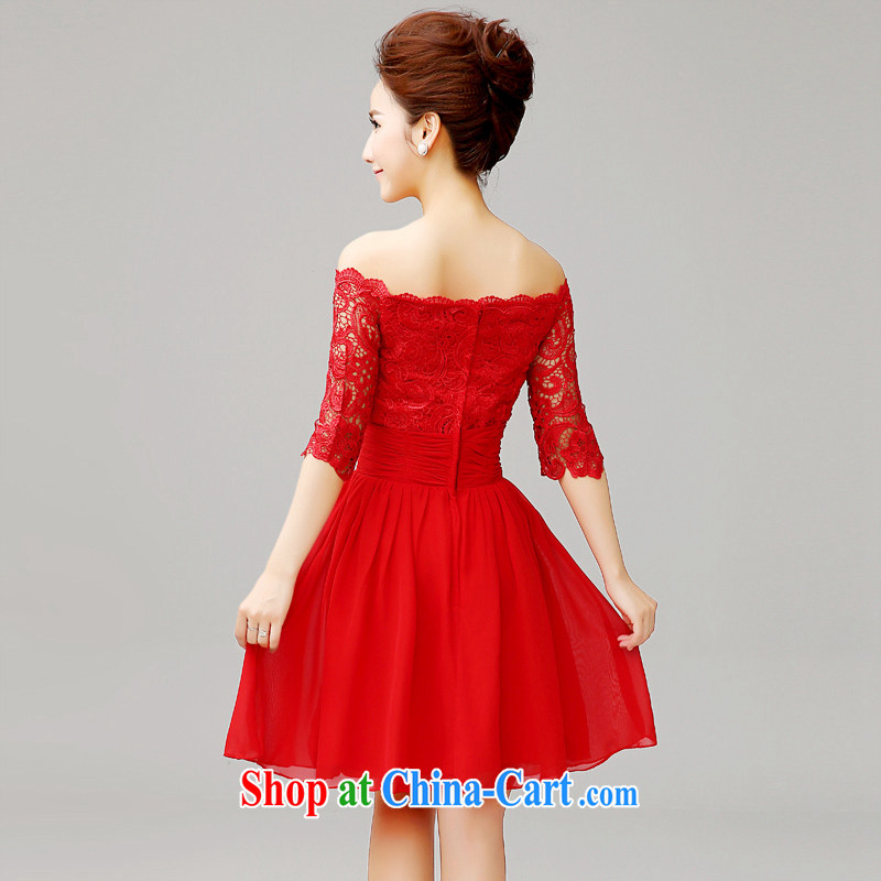 Time his short red dress wedding dress one shoulder beauty bridal toast clothing lace snow woven dresses XXL, time, and, on-line shopping