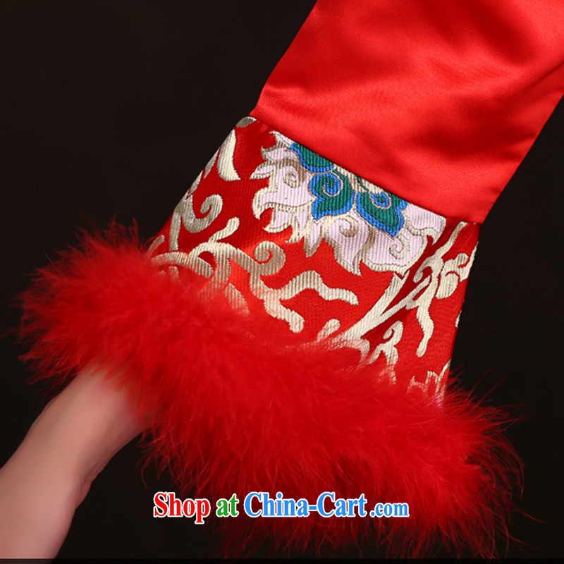 Time Syrian arab red winter bridal wedding dress Chinese Spring Loaded the code cotton robes bows service improved dress Warm Winter thick stylish winter clothing XXL, time, and shopping on the Internet