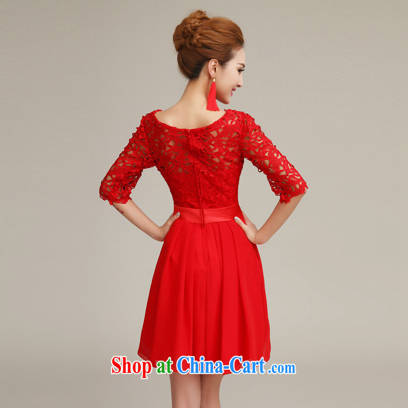 Time his bride's toast serving red lace wedding dresses small short bridesmaid dress dress wedding dress dress bridal with autumn red L, the time, and on-line shopping