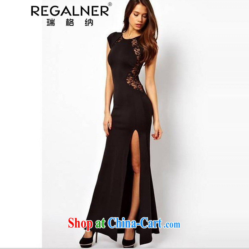 Ryan, 2015 new European and American trade dress beauty graphics thin sexy language empty the forklift truck dresses behind lace skirt night dress dresses red XL, Ryan Wagner (REGALNER), shopping on the Internet