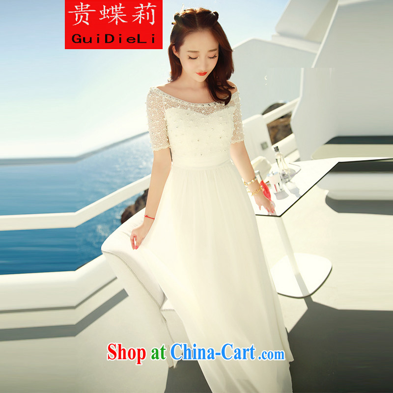 The butterfly Li 2015 white lace snow woven dresses nails Pearl bohemian long skirt video thin resort beach skirt Sin white are code, your butterfly Li (guidieli), online shopping