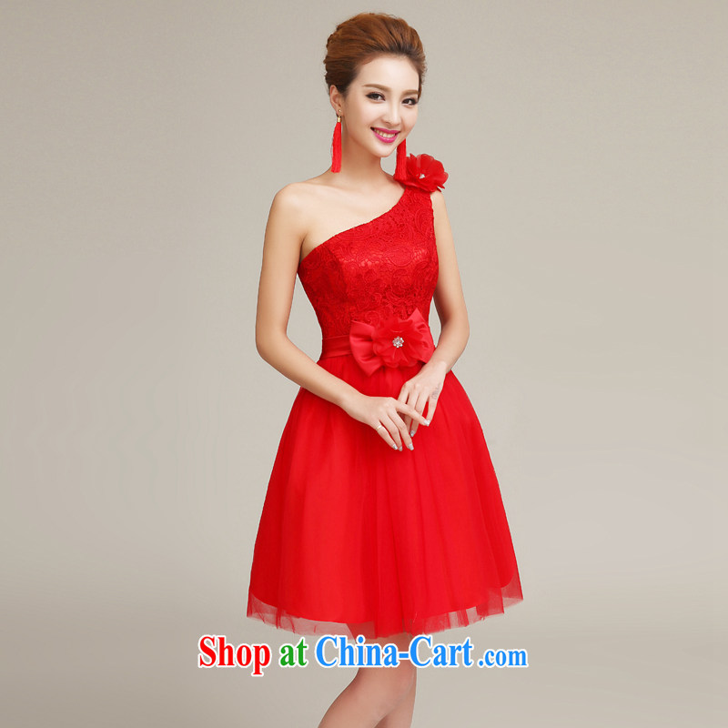 Time his small red dress uniform toasting bride short stylish short Evening Dress ball dress bridal toast serving the shoulder the saffron bowtie XXL, time, and shopping on the Internet