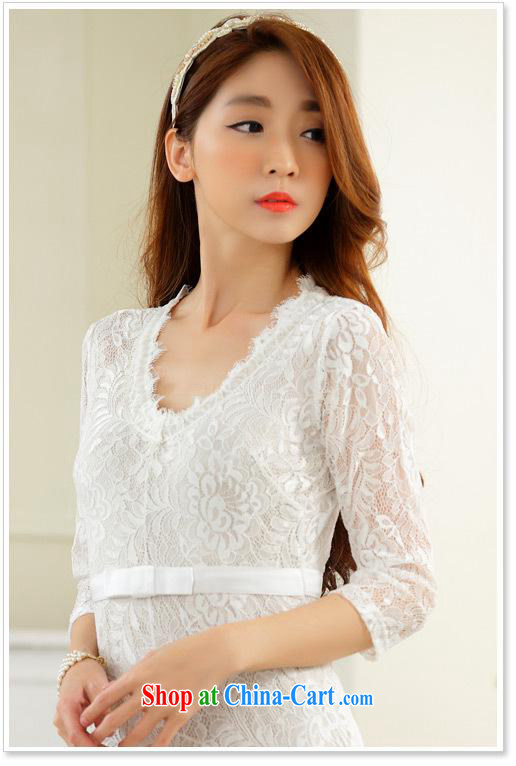 September 9731 dress #big high-end lace sexy V collar, long sleeves, the dress code dress white XXXL pictures, price, brand platters! Elections are good character, the national distribution, so why buy now enjoy more preferential! Health