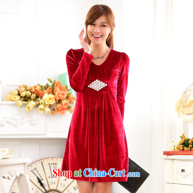 9 dress code, and indeed increase, women 9821 spring loaded new #Kim wool high waist dress skirt light drill dress 1-3 XL red are code, A . J . BB, shopping on the Internet