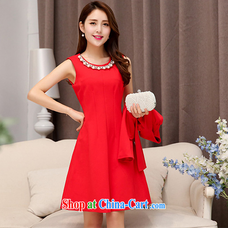 Caesar 240 spring and summer New Red two-piece sleeveless Annual Dinner Dance bows bridal back to door service daily dress red XXL, TRIUMPHANTKS, shopping on the Internet